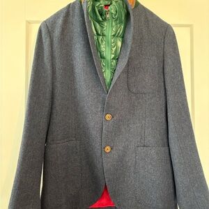 Men's Italian Navy Blazer with Green Inner Lining